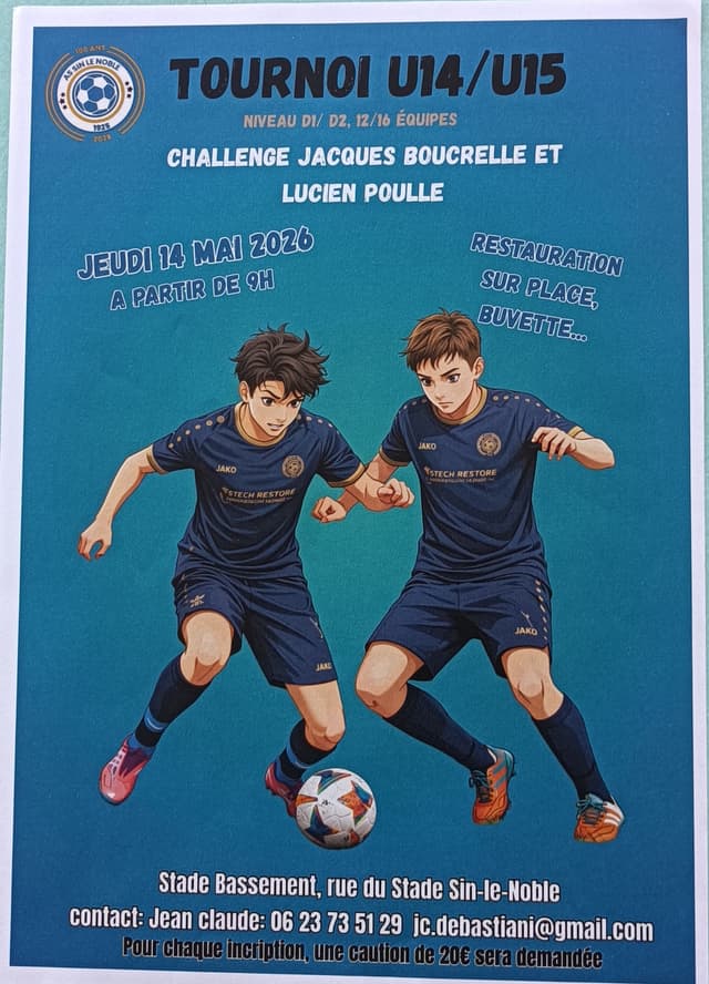 Affiche du tournoi organisé par A.S. SIN LE NOBLE