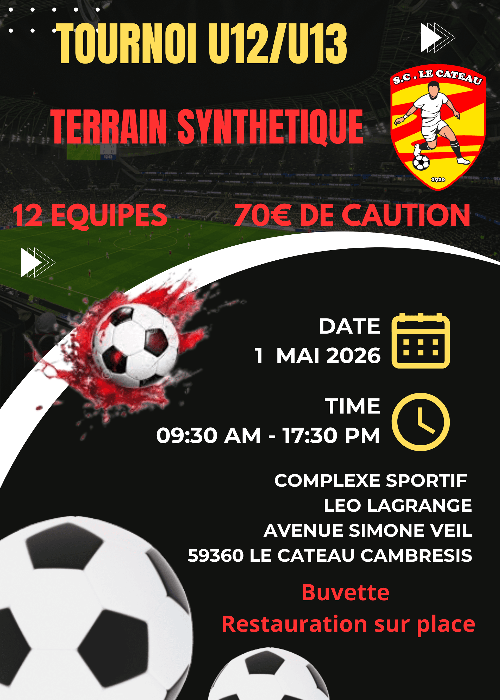 Affiche du tournoi organisé par S.C. LE CATEAU
