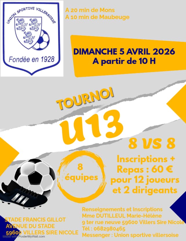 Affiche du tournoi organisé par U.S. VILLERS SIRE NICOLE