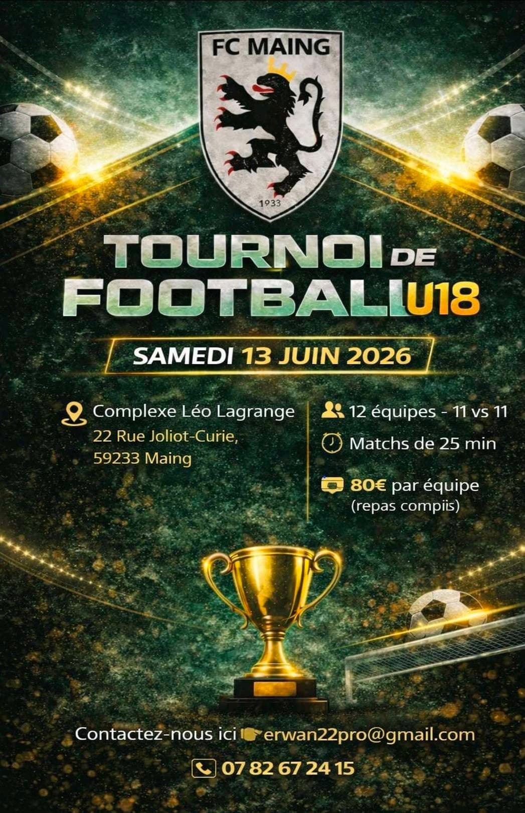 Affiche du tournoi organisé par MAING F.C.