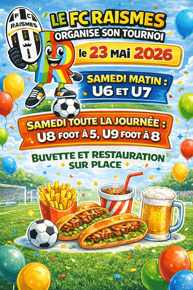 Affiche du tournoi organisé par F. C. RAISMES