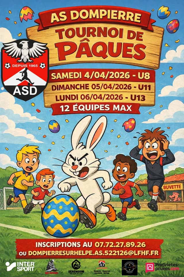 Affiche du tournoi organisé par A.S. DOMPIERRE