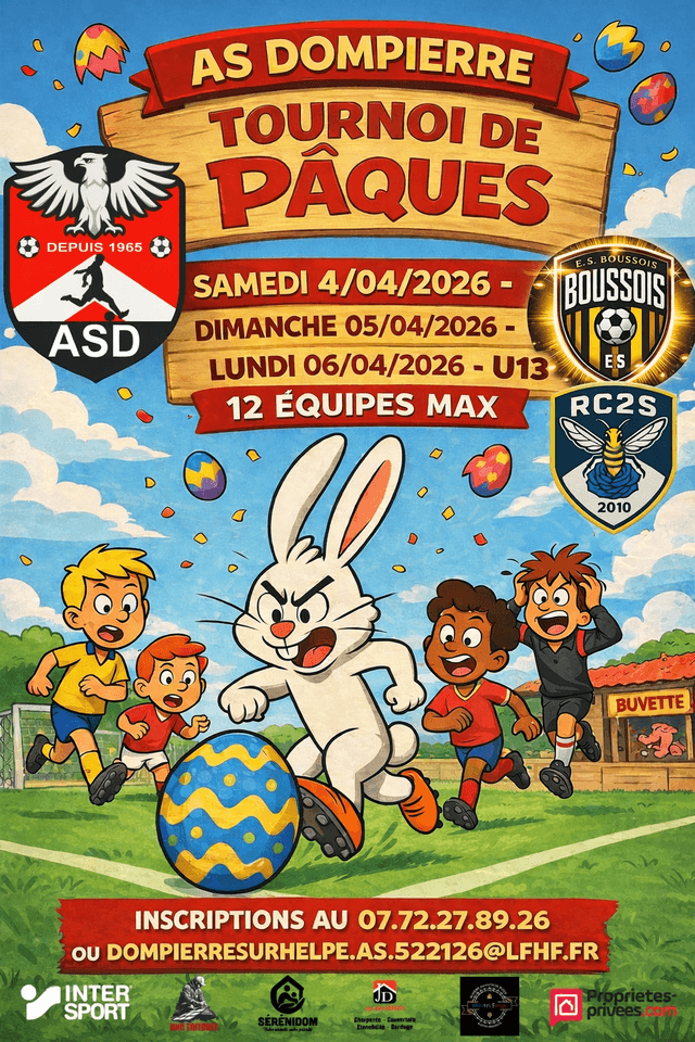 Affiche du tournoi organisé par A.S. DOMPIERRE