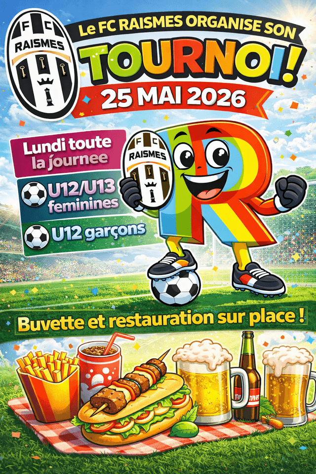 Affiche du tournoi organisé par F. C. RAISMES