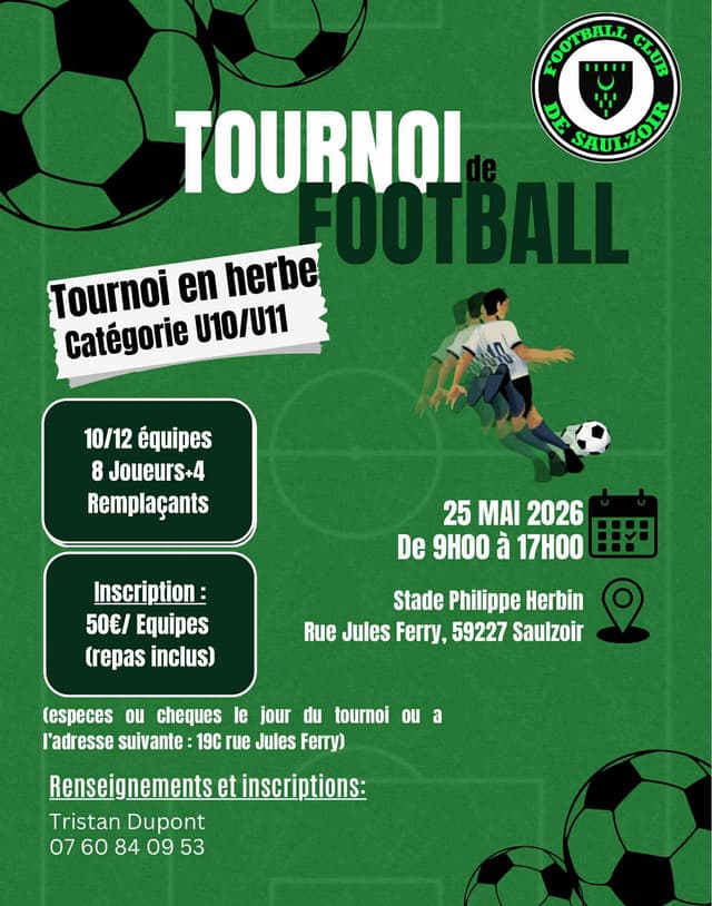 Affiche du tournoi organisé par F.C. SAULZOIR