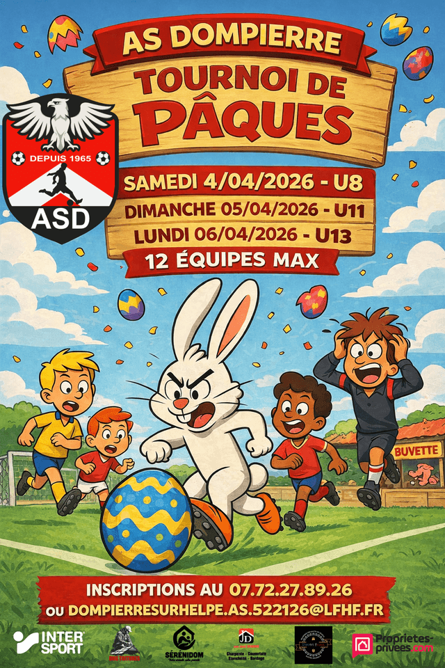 Affiche du tournoi organisé par A.S. DOMPIERRE